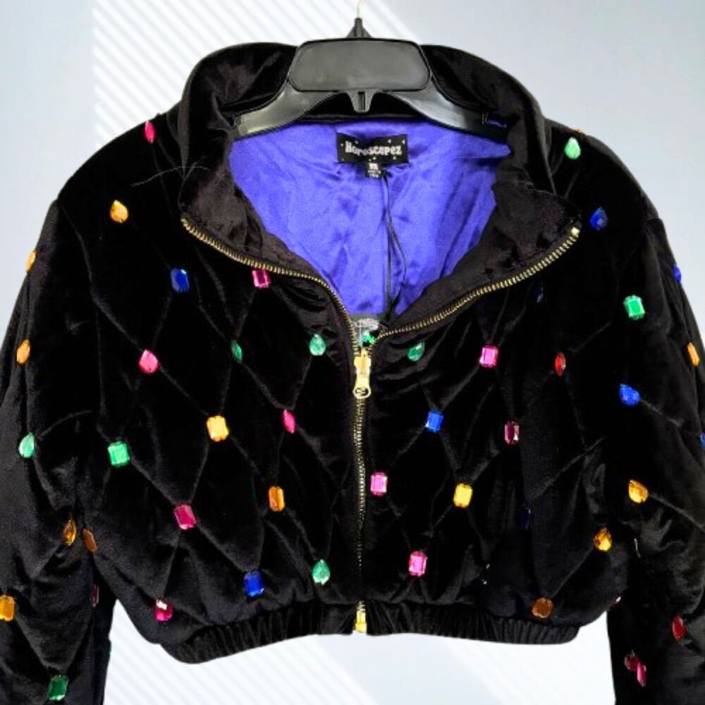 NWT Dolls Kill Horoscopez Sold Out Natural Wonder Bejeweled Puffer Jacket SZ M - Picture 7 of 16